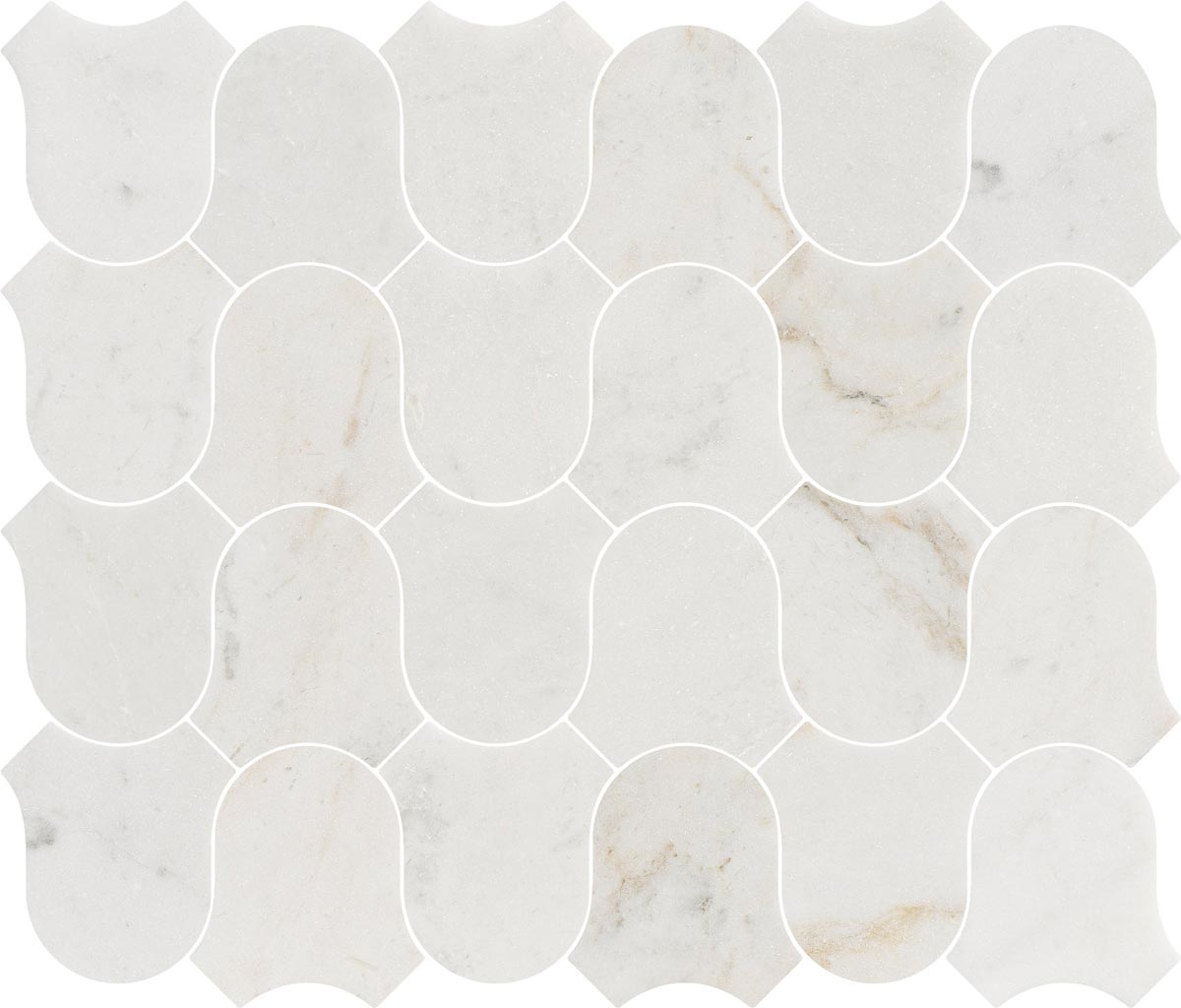 Linked-Waves Valentino Bianco Honed Marble Mosaic - image 4