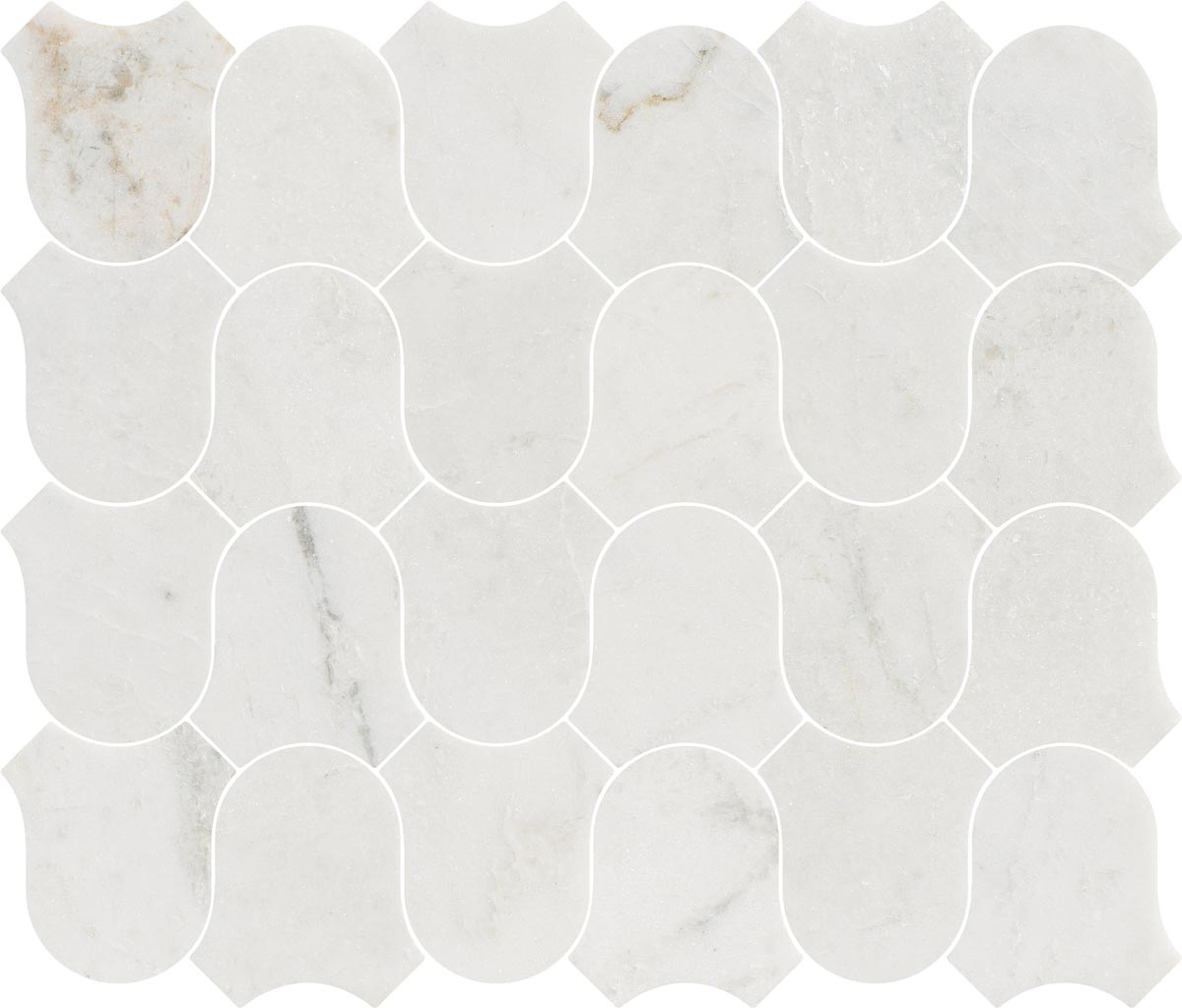 Linked-Waves Valentino Bianco Honed Marble Mosaic - image 3