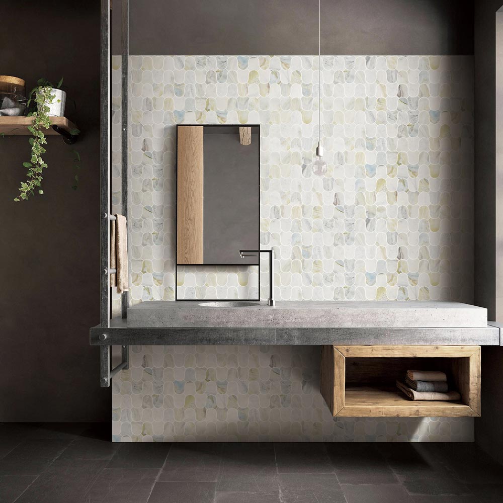 Linked-Waves Versilia River Blu Honed Marble Mosaic - image 6