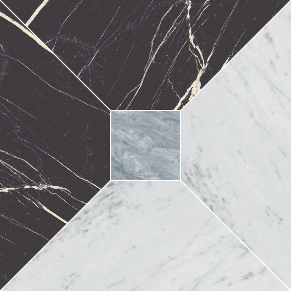 Majestic Nero Bianco Blue Matte Porcelain Mosaic - image 1