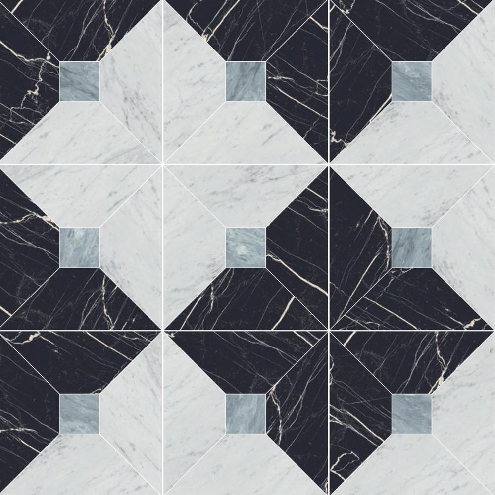 Majestic Nero Bianco Blue Matte Porcelain Mosaic - image 2