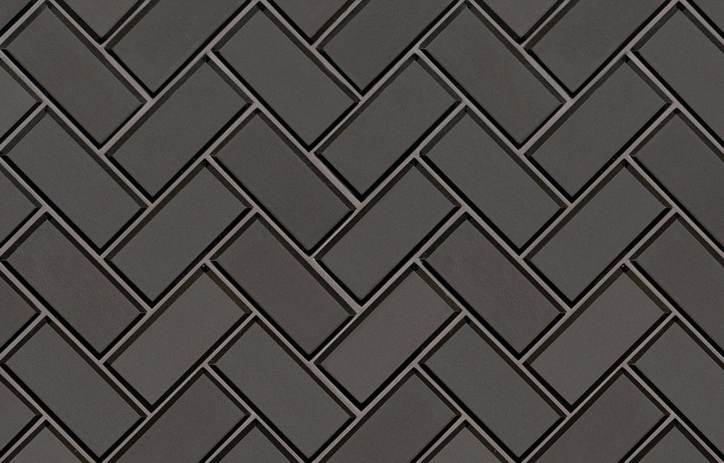 Metallic Grey Glass Bevel Herringbone - image 1