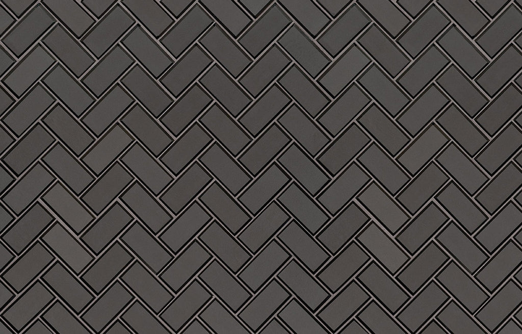 Metallic Grey Glass Bevel Herringbone - image 2