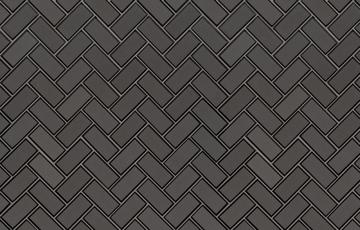 Metallic Grey Glass Bevel Herringbone - image 2