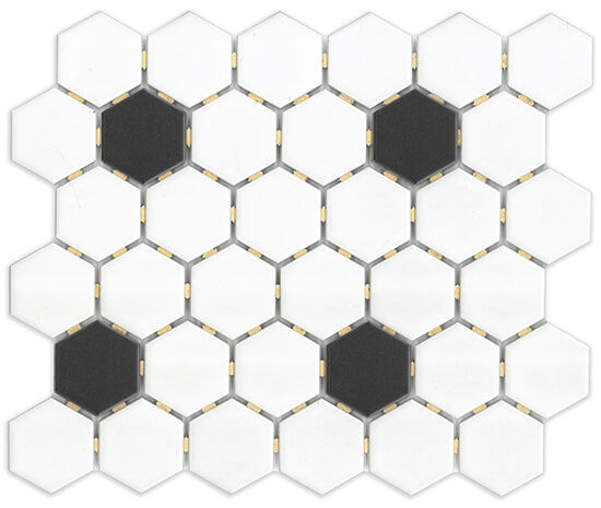 Ontario 2" Hexagon White+Black Blend - image 1