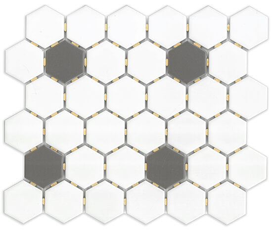 Ontario 2" Hexagon White+Taupe Blend - image 1