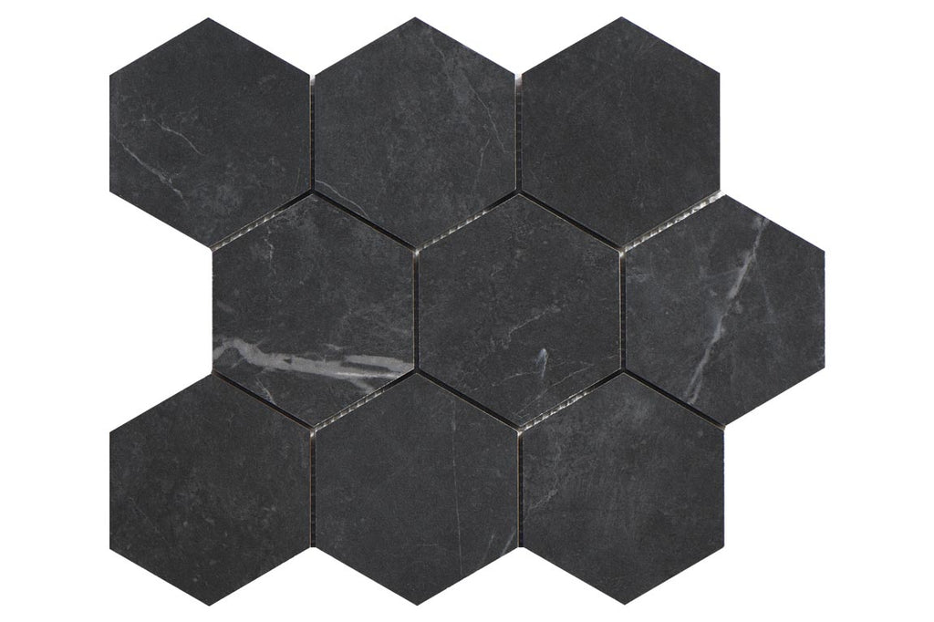 Porcelain-K Carbone 4" Hexagon Matte Porcelain Mosaic - image 1