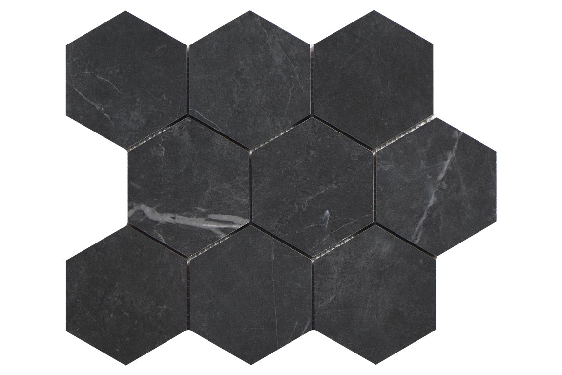 Porcelain-K Carbone 4" Hexagon Matte Porcelain Mosaic - image 1