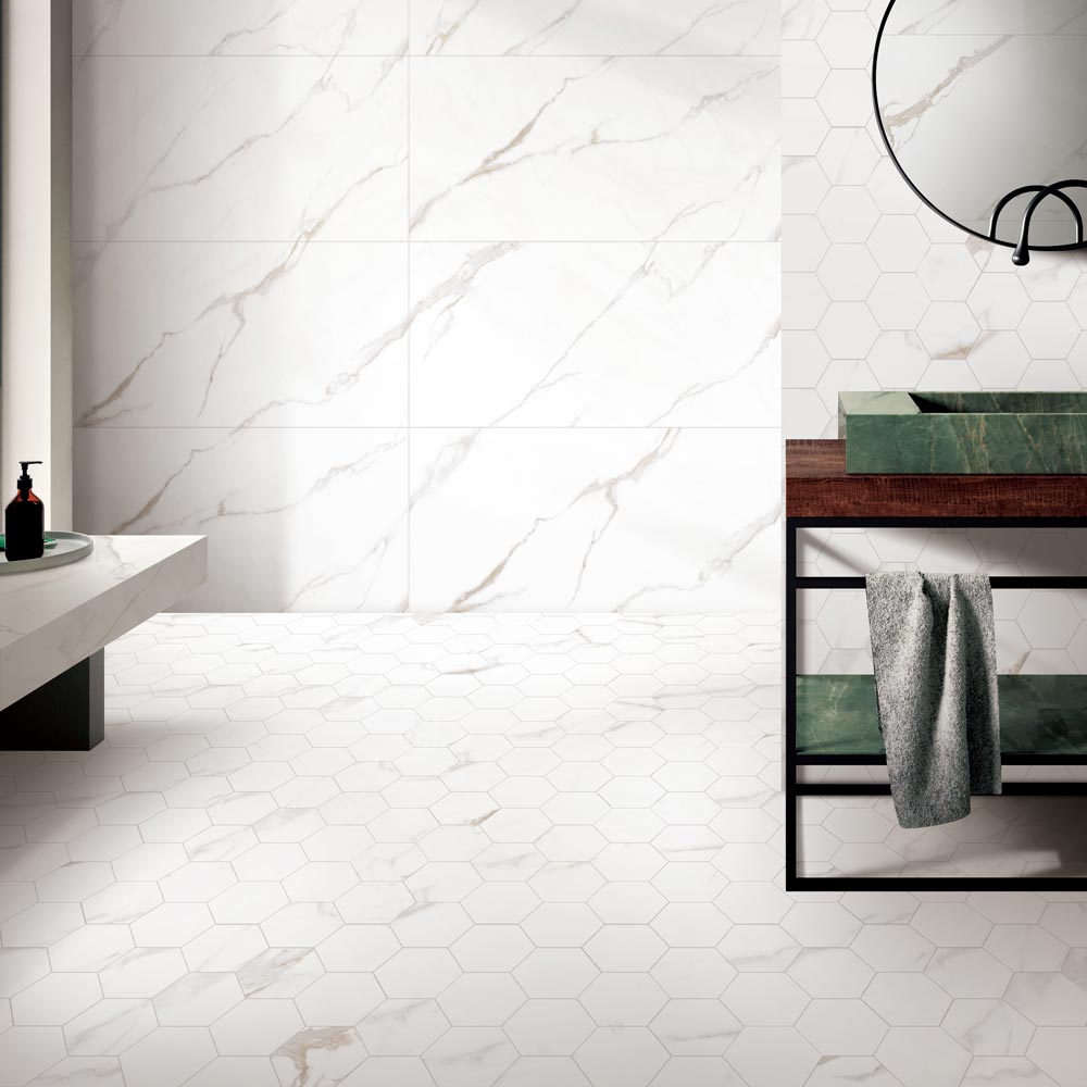 Porcelain-K Nuvo Carrara 4" Hexagon Matte Porcelain Mosaic - image 3