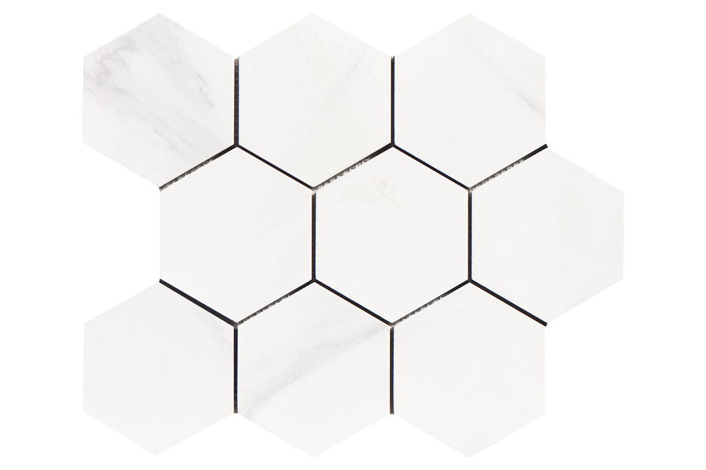 Porcelain-K Nuvo Carrara 4" Hexagon Matte Porcelain Mosaic - image 1