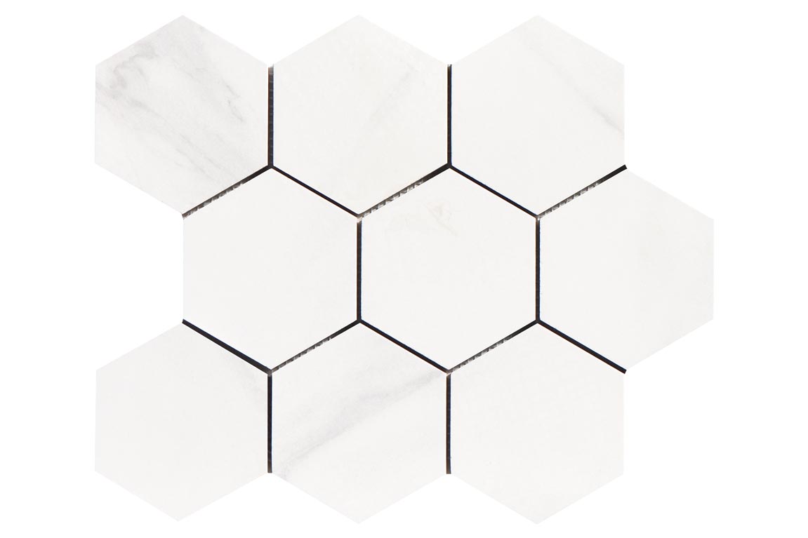 Porcelain-K Nuvo Carrara 4" Hexagon Matte Porcelain Mosaic - image 1