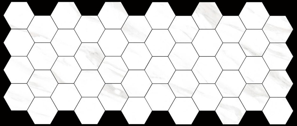 Porcelain-K Nuvo Carrara 4" Hexagon Matte Porcelain Mosaic - image 2