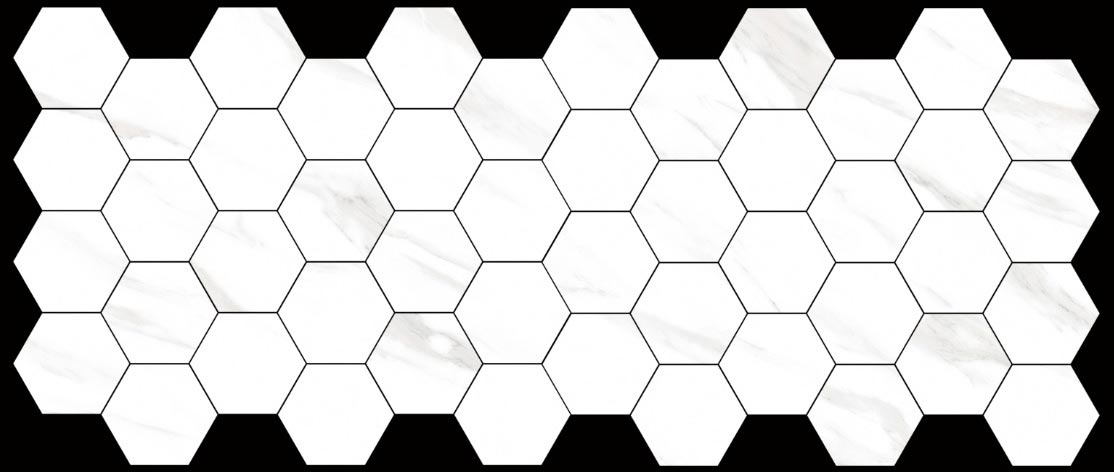 Porcelain-K Nuvo Carrara 4" Hexagon Matte Porcelain Mosaic - image 2
