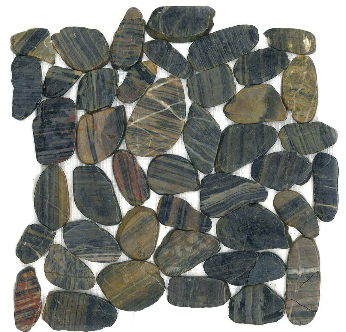 Riverstone Tiger Eye Polished Pebble Mosaic - image 1