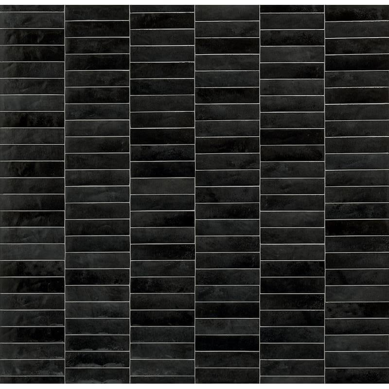Saturn Nero Magma 2.5"x9.5" Glossy Porcelain Tile - image 1