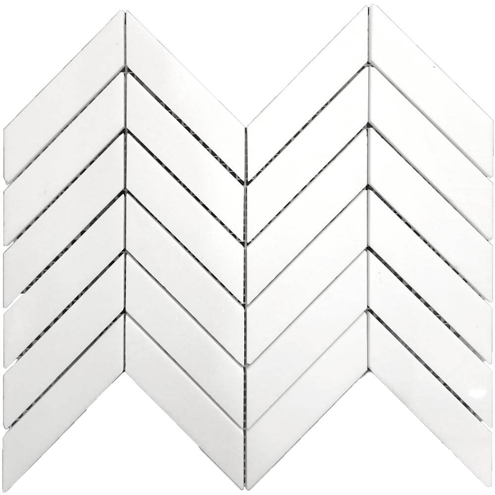 Thassos Chevron 1"x4" Polished Marble Mosaic - image 1
