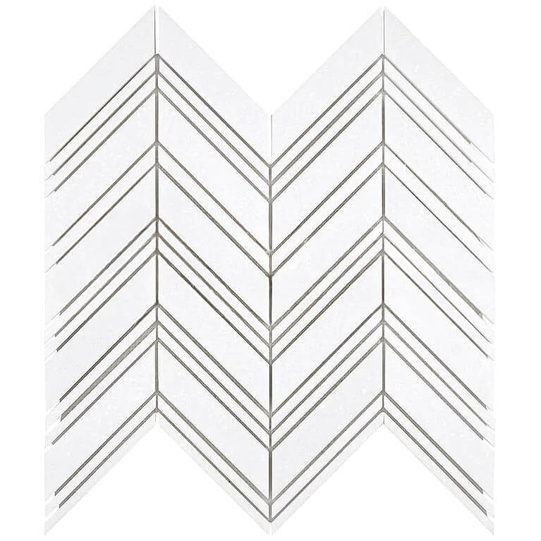 Thassos Chevron With White Trim Mosaic - image 1