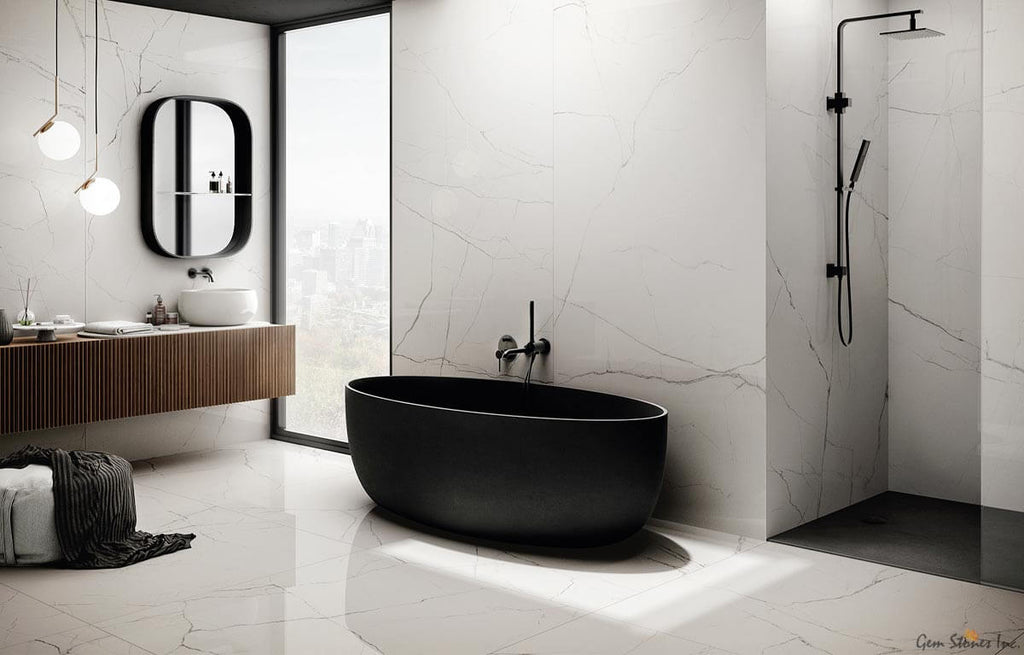 The Room Statuario Veina Picolo 24"x48" Polished Porcelain Tile - image 4