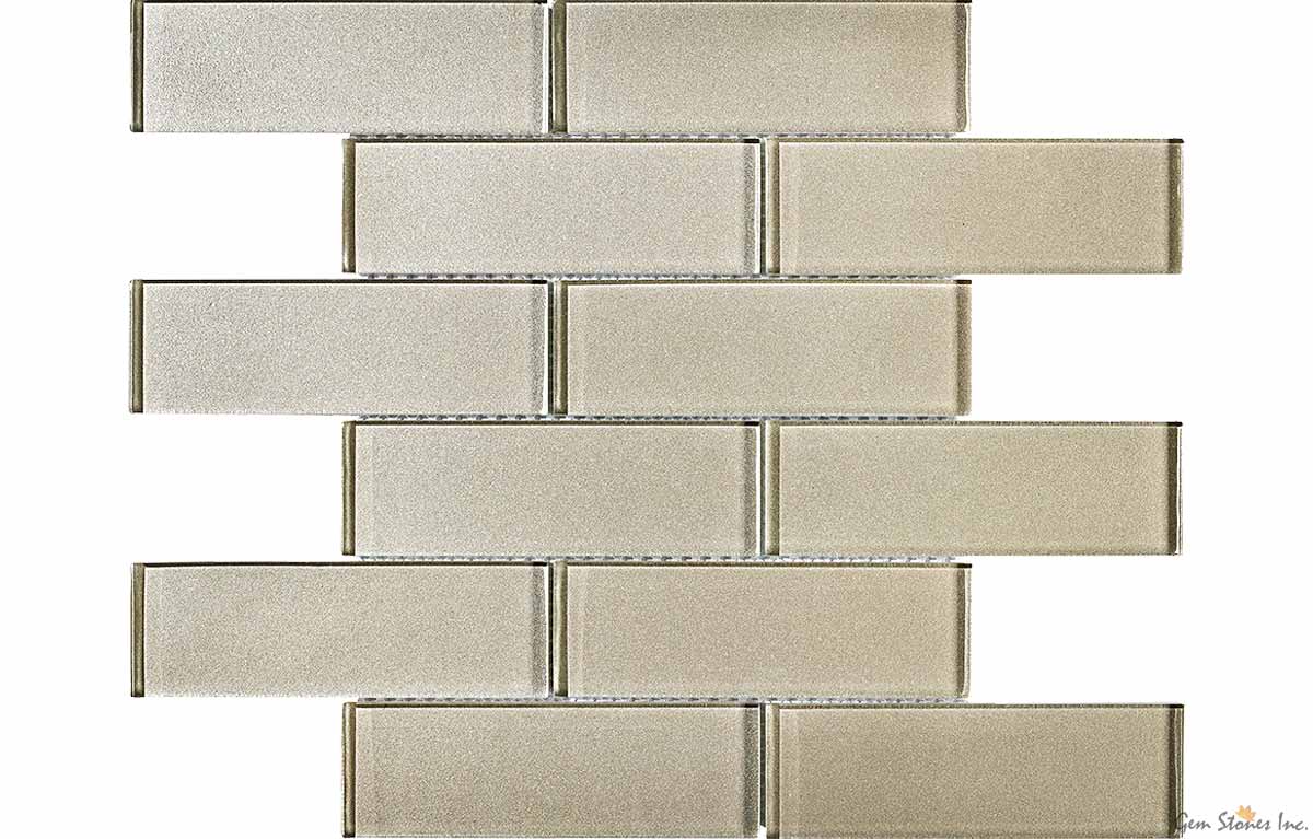 Uno Taupe Glass 2"x6" Glossy Mosaic - image 1