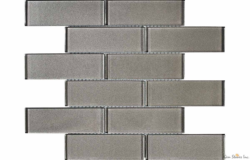 Uno Turbine Grey Glass 2"x6" Glossy Mosaic - image 1