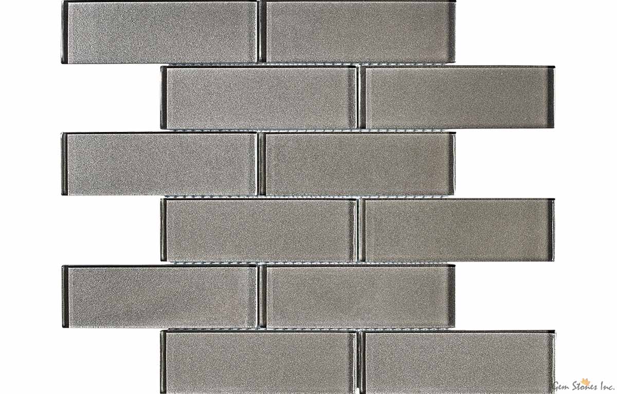 Uno Turbine Grey Glass 2"x6" Glossy Mosaic - image 1
