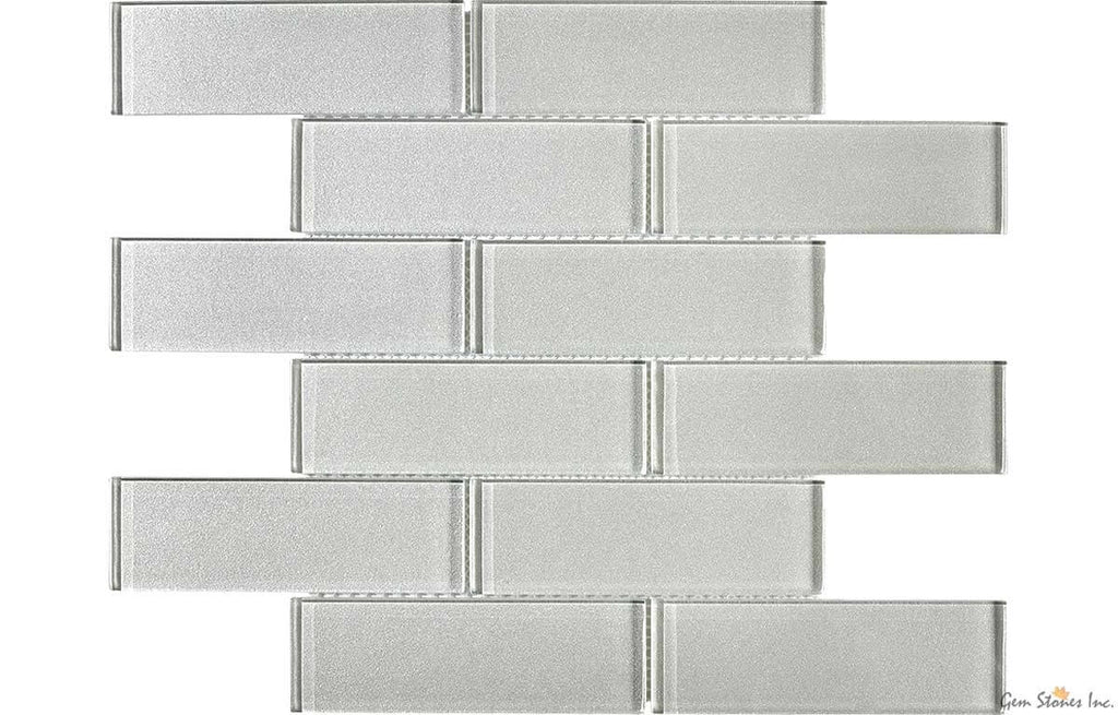 Uno White Glass 2"x6" Glossy Mosaic - image 1