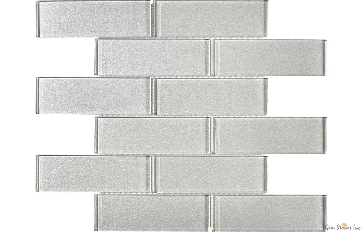 Uno White Glass 2"x6" Glossy Mosaic - image 1