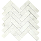 Upcycle Blanco 1"x4" Herringbone Recycled Glass Matte Mosaic - image 2
