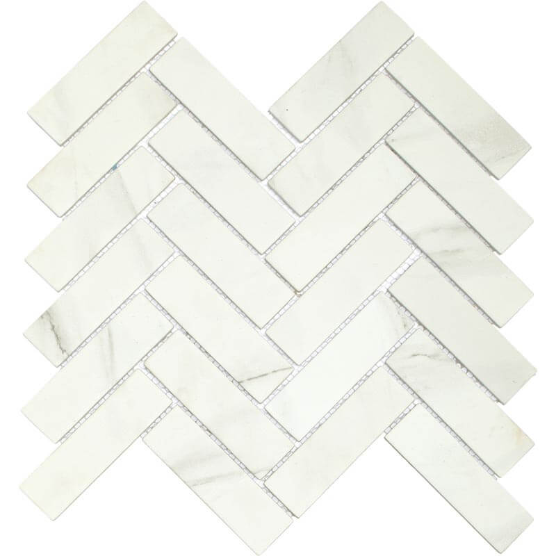 Upcycle Blanco 1"x4" Herringbone Recycled Glass Matte Mosaic - image 2