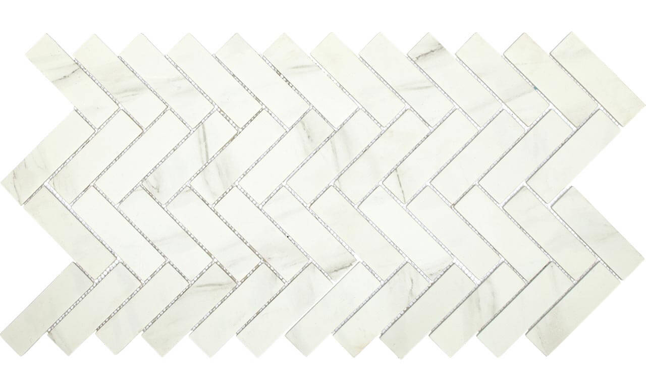 Upcycle Blanco 1"x4" Herringbone Recycled Glass Matte Mosaic - image 3