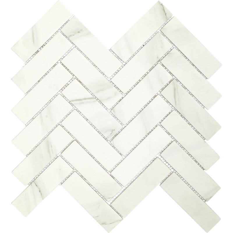 Upcycle Blanco 1"x4" Herringbone Recycled Glass Matte Mosaic - image 1