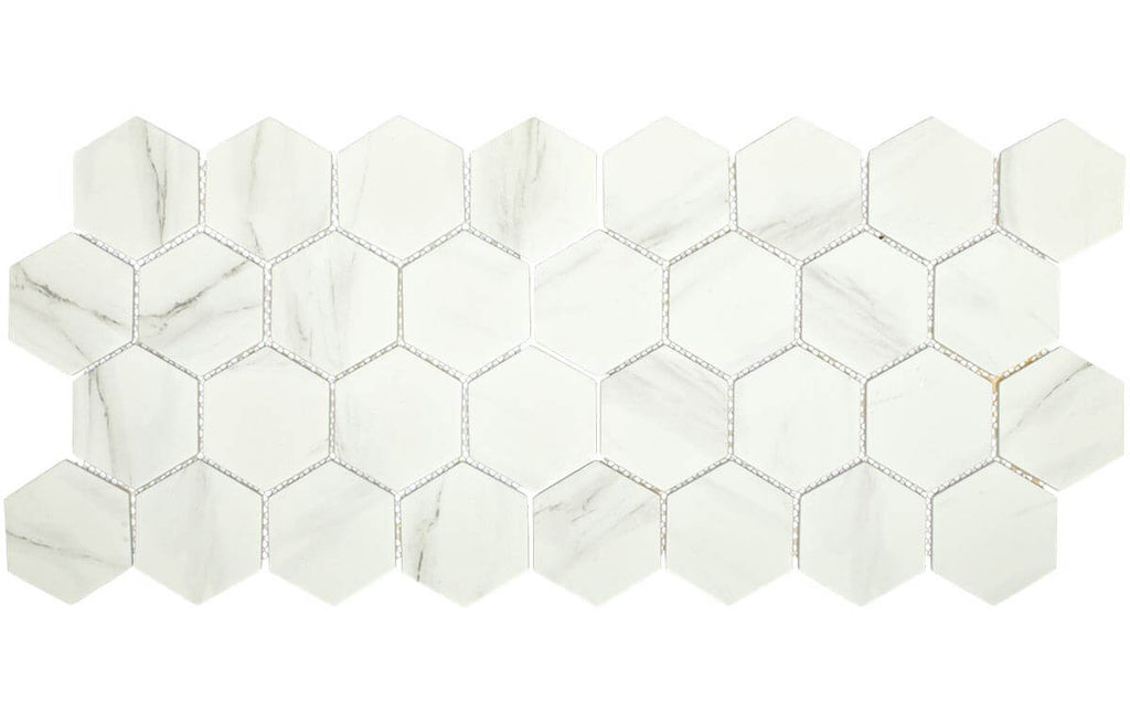 Upcycle Blanco 3" Hexagon Recycled Glass Matte Mosaic - image 3