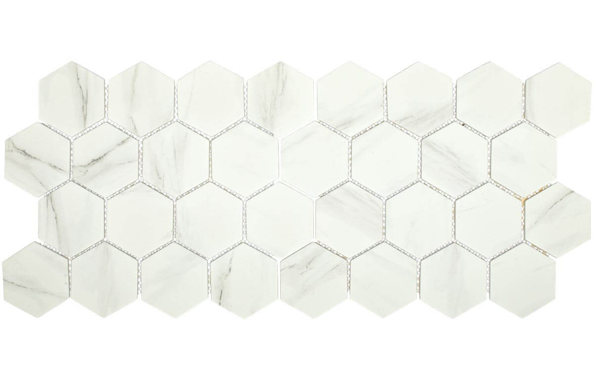 Upcycle Blanco 3" Hexagon Recycled Glass Matte Mosaic - image 3