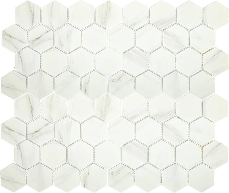 Upcycle Blanco 3" Hexagon Recycled Glass Matte Mosaic - image 4