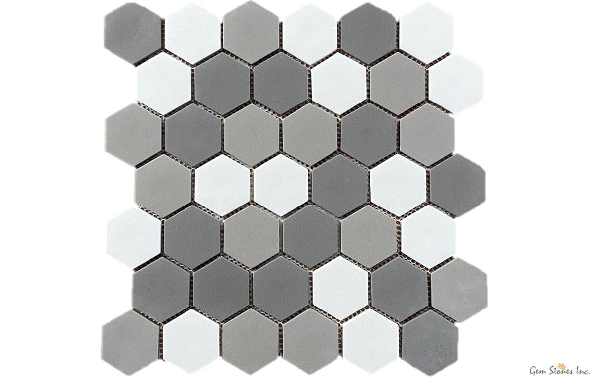 Upcycle Dark 2" Hexagon Recycled Glass Matte Mosaic - image 1