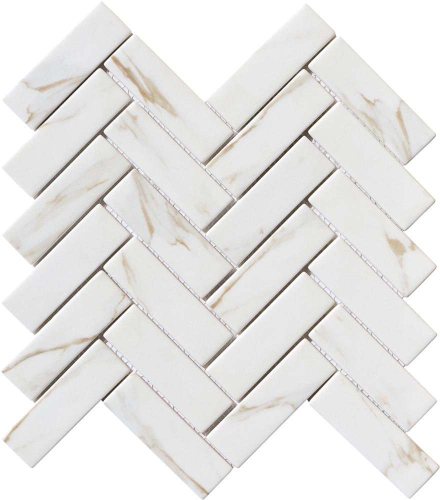 Upcycle Driftwood 1"x4" Herringbone Recycled Glass Matte Mosaic - image 1