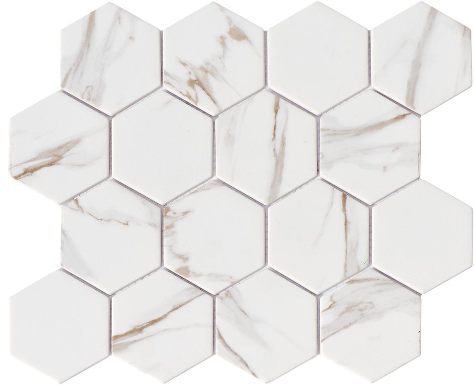 Upcycle Driftwood 3" Hexagon Recycled Glass Matte Mosaic - image 1