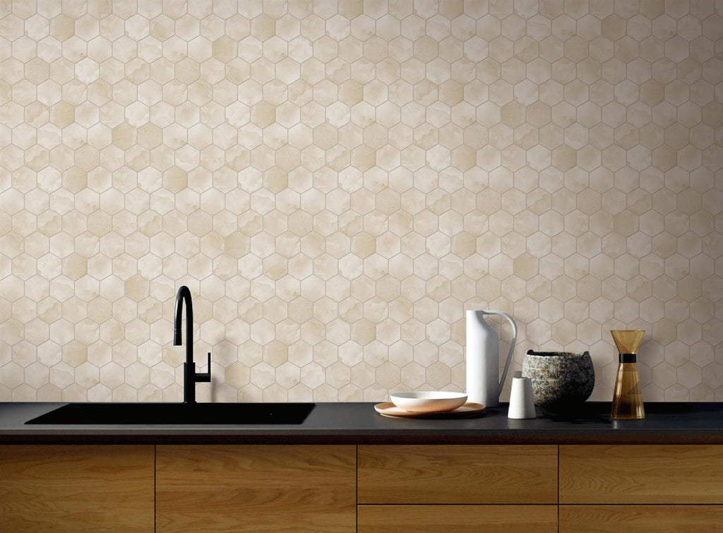 Upcycle Sand Dunes 3" Hexagon Recycled Glass Matte Mosaic - image 3