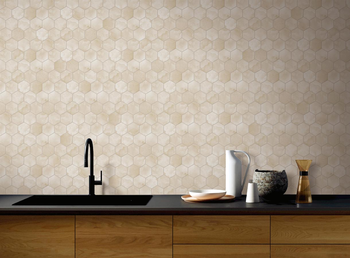 Upcycle Sand Dunes 3" Hexagon Recycled Glass Matte Mosaic - image 3