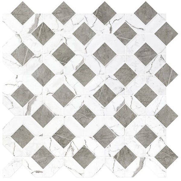 Upcycle Weave Bianco Grigio Recycled Glass Matte Mosaic - image 3