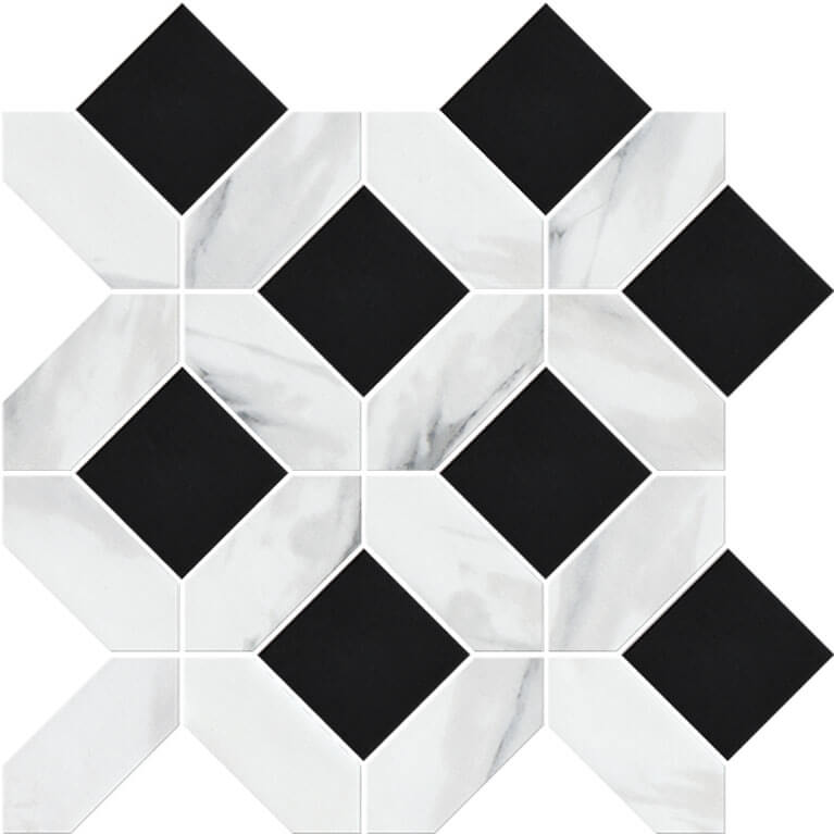 Upcycle Weave Bianco Nero Recycled Glass Matte Mosaic - image 1