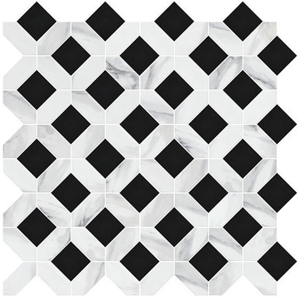 Upcycle Weave Bianco Nero Recycled Glass Matte Mosaic - image 3