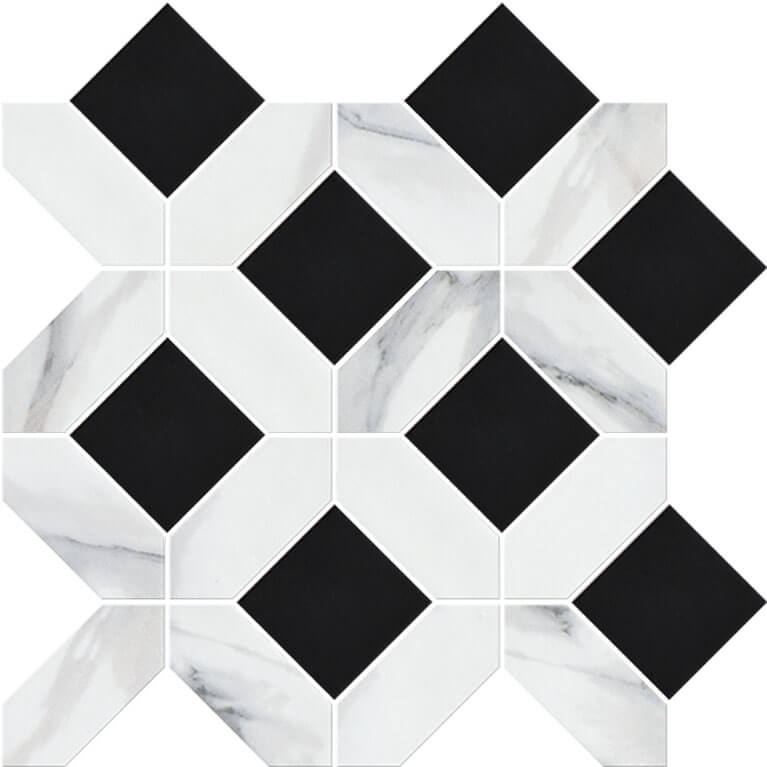 Upcycle Weave Bianco Nero Recycled Glass Matte Mosaic - image 2