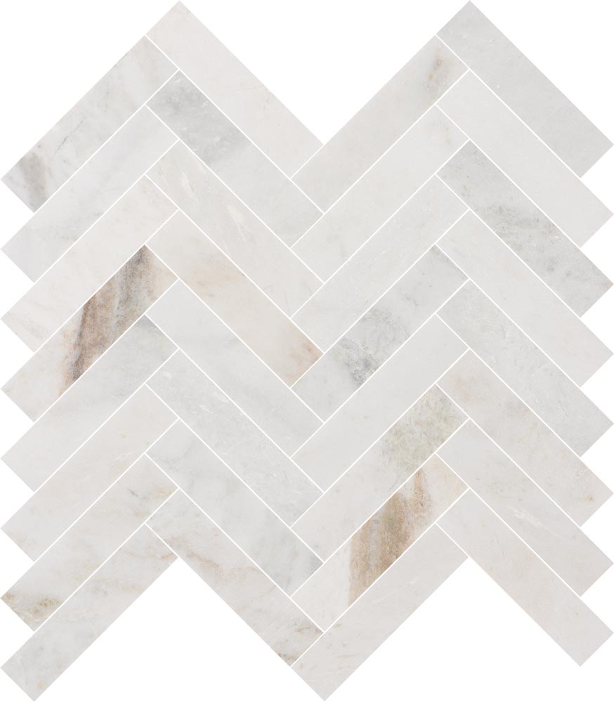 Valentino Bianco 1"x4" Herringbone Honed Marble Mosaic - image 1
