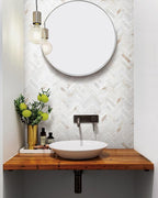 Valentino Bianco 1"x4" Herringbone Honed Marble Mosaic - image 5