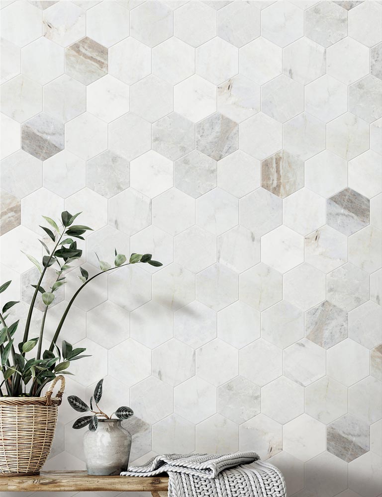 Valentino Bianco 6" Hexagon Honed Marble Mosaic - image 5