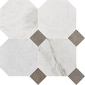 Valentino Bianco 6" Octagon With Latte Dot Honed Marble Mosaic - image 1