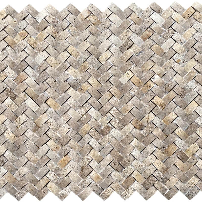 Walnut 3D 1"x2" Herringbone Honed Marble Mosaic - image 3