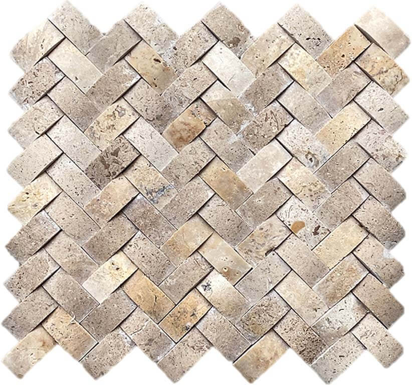 Walnut 3D 1"x2" Herringbone Honed Marble Mosaic - image 1