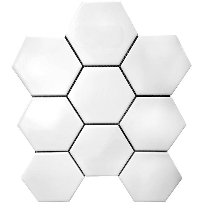 White 4" Hexagon Glazed Porcelain Mosaic - image 1